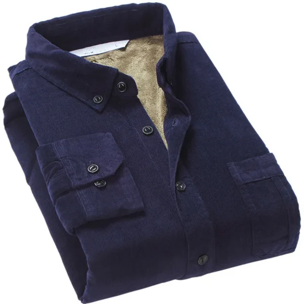 Quality Men's Cotton Corduroy Warm Winter Shirt Thick Fleece Lining Thermal Shirt Long Sleeve Bottoming Shirt Mens Winter Shirts - Image 4