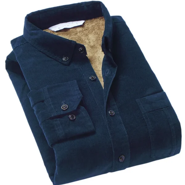 Quality Men's Cotton Corduroy Warm Winter Shirt Thick Fleece Lining Thermal Shirt Long Sleeve Bottoming Shirt Mens Winter Shirts - Image 3