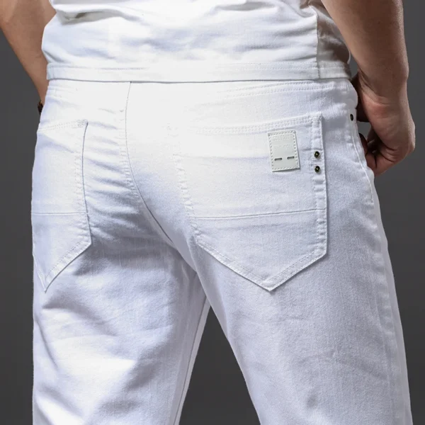 Men’s Slim Fit White Jeans – Casual Stretch Denim Pants - Image 2