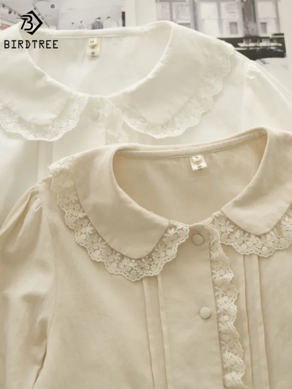 Women’s 100% Cotton Blouse – Peter Pan Collar Shirt