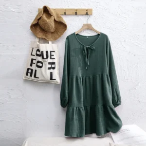Muslin Cotton Women’s Pullover Dress – Autumn Winter
