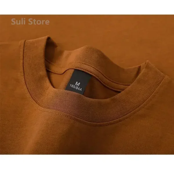 600g Heavy-duty Cotton Short Sleeved T-shirt for Men's Fashion Pure Cotton Thickened Short Sleeved Half Sleeved Tee - Image 6