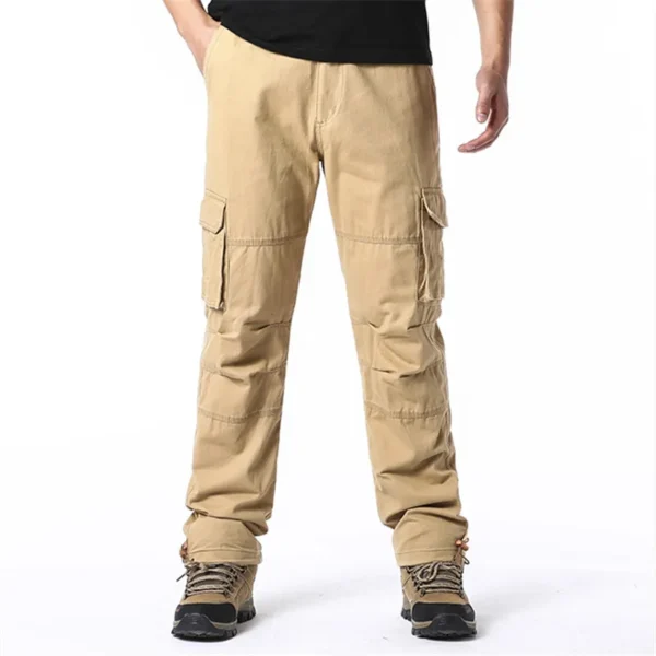 Large Pocket Loose Overalls Men's Outdoor Sports Jogging Tactical Pants Elastic Waist Pure Cotton Casual Work Pants - Image 4