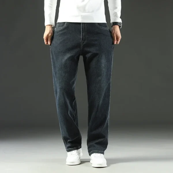 2025 New Spring and Autumn Men's Jeans, Loose, Comfortable, Straight, Business Casual, Versatile Wide-leg Business Trousers - Image 5