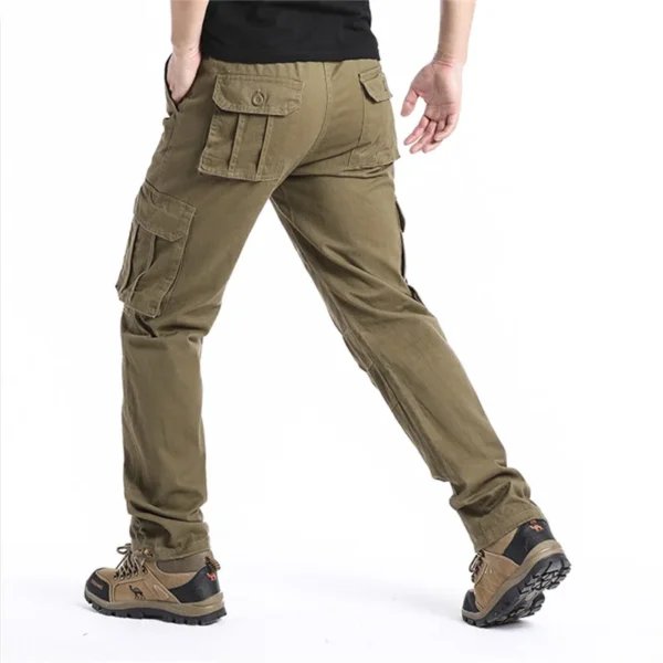 Large Pocket Loose Overalls Men's Outdoor Sports Jogging Tactical Pants Elastic Waist Pure Cotton Casual Work Pants - Image 3