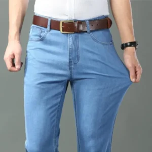 KUBRO Men’s Ice Silk Jeans – Cotton Spring & Summer Casual