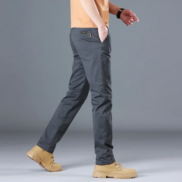 2024 Men's High Quality Pure Cotton Classic Solid Color Casual Pants Business Stretch Cotton Slim Straight Brand Trousers Male - Image 3