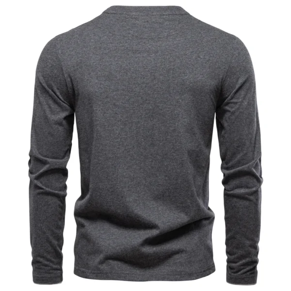 AIOPESON Henley Collar T Shirt Men Casual Solid Color Long Sleeve Autumn Fashion High Quality 100% Cotton Mens T Shirts - Image 3