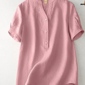 ZANZEA Women’s Summer Elegant Cotton Short Sleeve Blouse