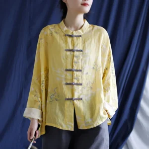 Women’s Slim Floral Top – Vintage Summer Overcoat Style