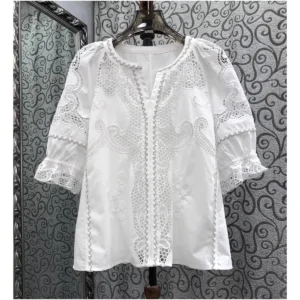 100% Cotton Women’s Blouse – Embroidered Summer Top