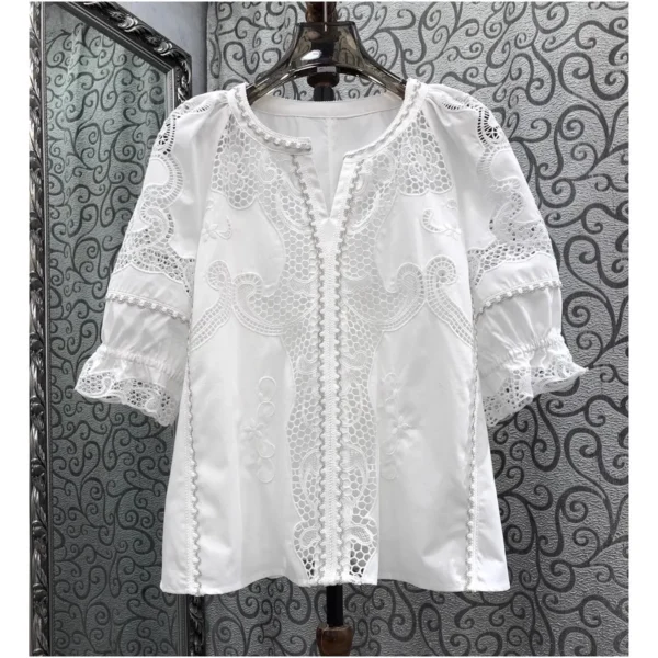 100% Cotton Women’s Blouse – Embroidered Summer Top