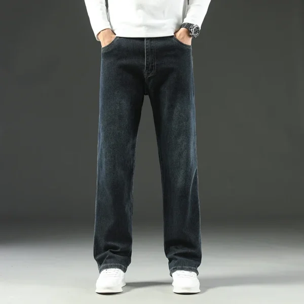 2025 New Spring and Autumn Men's Jeans, Loose, Comfortable, Straight, Business Casual, Versatile Wide-leg Business Trousers - Image 4