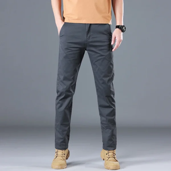 2024 Men's High Quality Pure Cotton Classic Solid Color Casual Pants Business Stretch Cotton Slim Straight Brand Trousers Male - Image 4