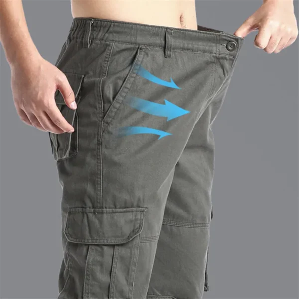 Large Pocket Loose Overalls Men's Outdoor Sports Jogging Tactical Pants Elastic Waist Pure Cotton Casual Work Pants - Image 6