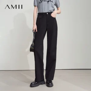 AMII Minimalist Women’s Loose Cotton Ankle Pants