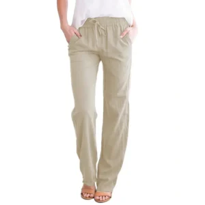 Women’s Cotton-Linen Washable Straight Sweatpants