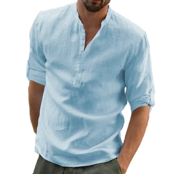 KB New Men's Casual Blouse Cotton Linen Shirt Loose Tops Long Sleeve Tee Shirt Spring Autumn Casual Handsome Men Shirts - Image 2
