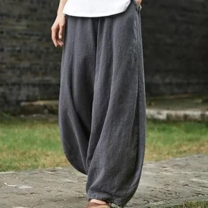Women’s Cotton-Linen Bloomers – Casual High-Waist Pants