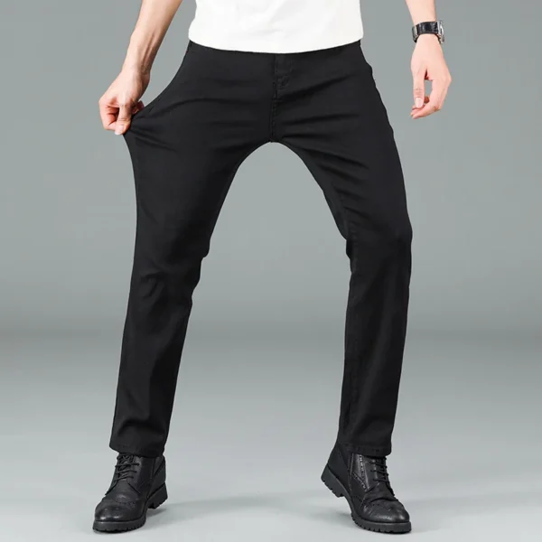 Men’s Pure Black Classic Business Jeans – Smart Casual & Versatile - Image 4