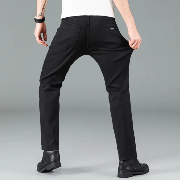 Men’s Pure Black Classic Business Jeans – Smart Casual & Versatile - Image 5