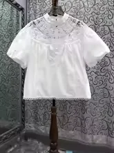 100% Cotton Chiffon Crop Top Blouse – Office Lady Style