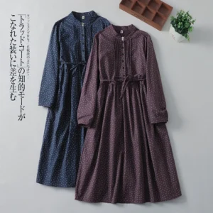 Cotton and Linen Loose Mid-Calf Office Lady Dress
