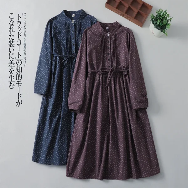 Cotton and Linen Loose Mid-Calf Office Lady Dress