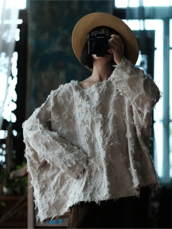 Women’s Vintage Linen-Cotton Blouse – Spring & Autumn