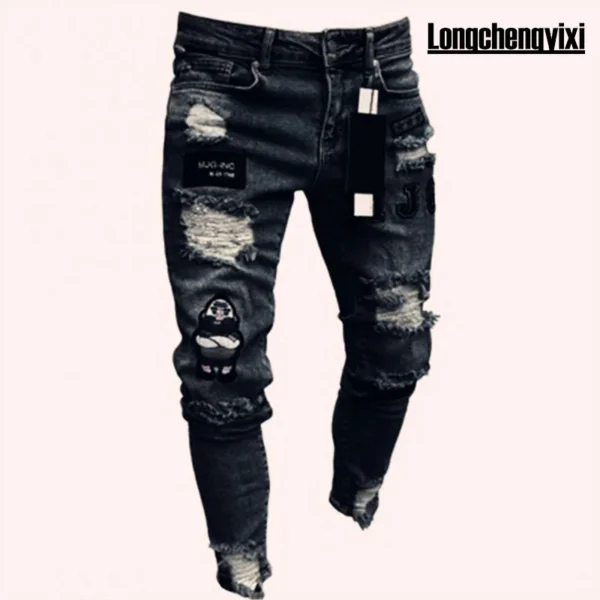 Mens Black Jeans Slim Fit Quality Gray Casual Male Jeans Pants Skinny Fit Men Pants Hip Hop Streetwear Cotton Denim Trousers - Image 2