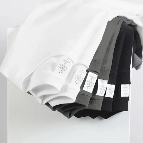 2PCS 100% Cotton Solid T Shirts Men's and Women's Short Sleeve White Tees Casual Breathable Loose Round Neck T-shirt Couple Tops - Image 2