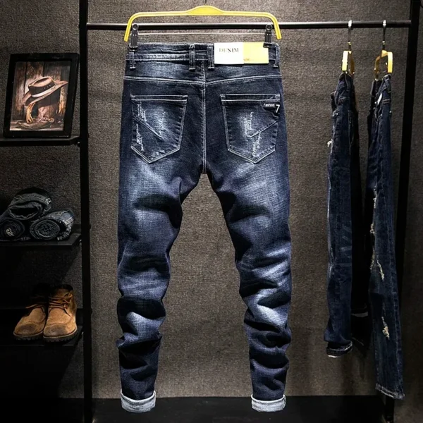 American Elastic Slim Ripped Jeans for Men – Casual & Stylish - Image 2