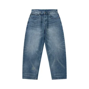 100% Cotton Washed Handmade Whiskers Men Pants trousers jeans