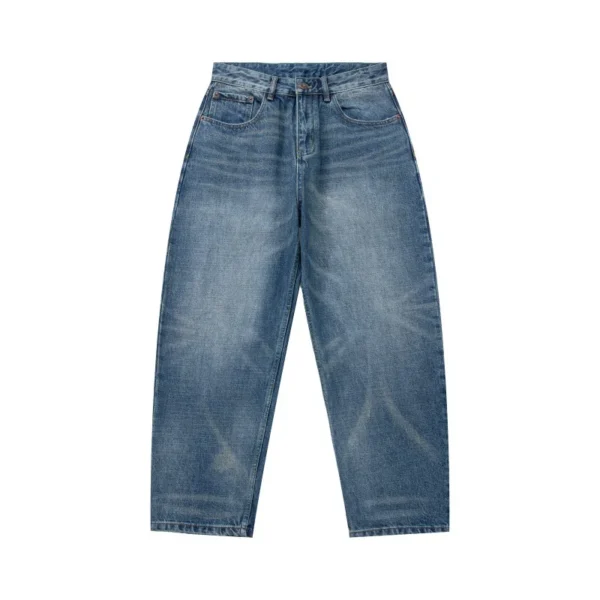 100% Cotton Washed Handmade Whiskers Men Pants trousers jeans