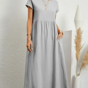 Women’s Vintage Cotton Linen Maxi Dress – Summer Casual