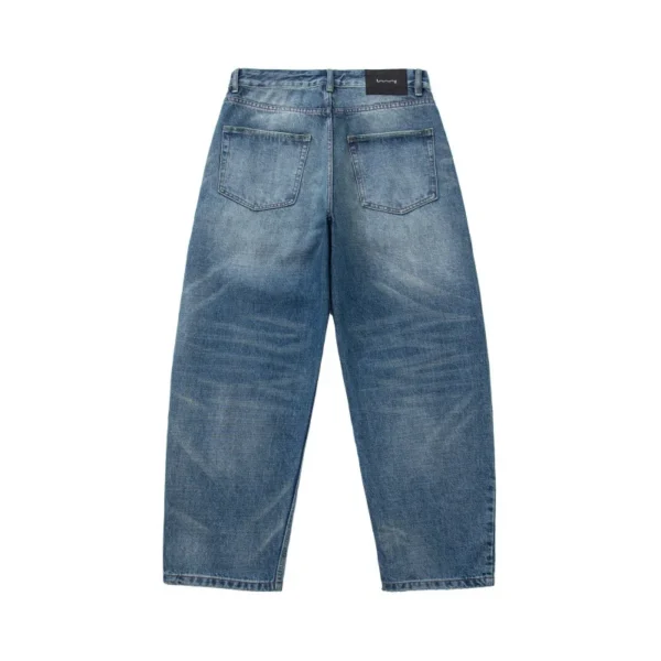 100% Cotton Washed Handmade Whiskers Men Pants trousers jeans - Image 2
