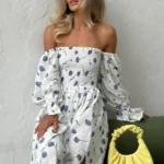 Women’s Summer Cotton Printed Mid-Calf Dress – GareMay