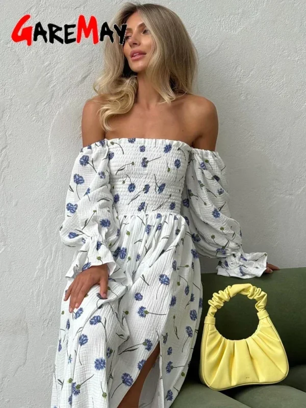 Women’s Summer Cotton Printed Mid-Calf Dress – GareMay
