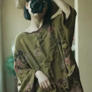 Women’s Loose Cotton-Linen Top – Spring & Summer Vintage