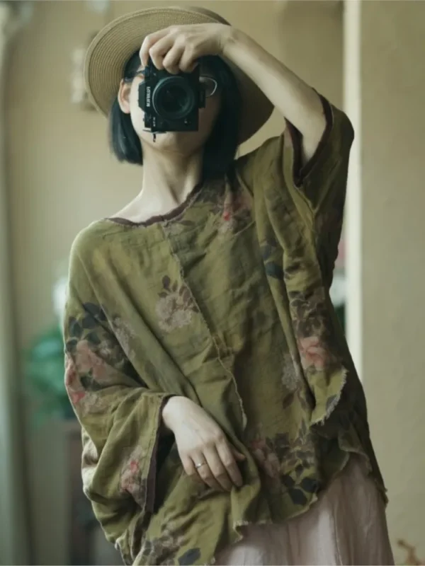 Women’s Loose Cotton-Linen Top – Spring & Summer Vintage