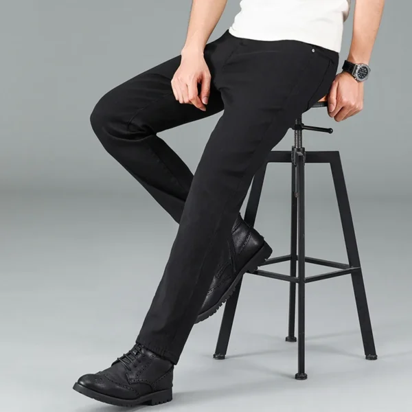Men’s Pure Black Classic Business Jeans – Smart Casual & Versatile - Image 3