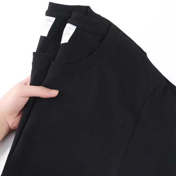 100% Cotton Solid T-Shirts Men's Women's Short Sleeve White Tees Casual Breathable Loose Round Neck T-shirt Couple Tops - Image 3