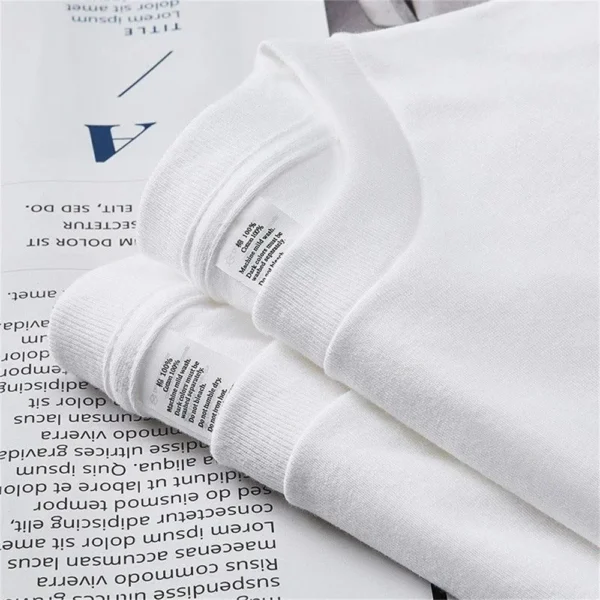 2PCS 100% Cotton Solid T Shirts Men's and Women's Short Sleeve White Tees Casual Breathable Loose Round Neck T-shirt Couple Tops - Image 4