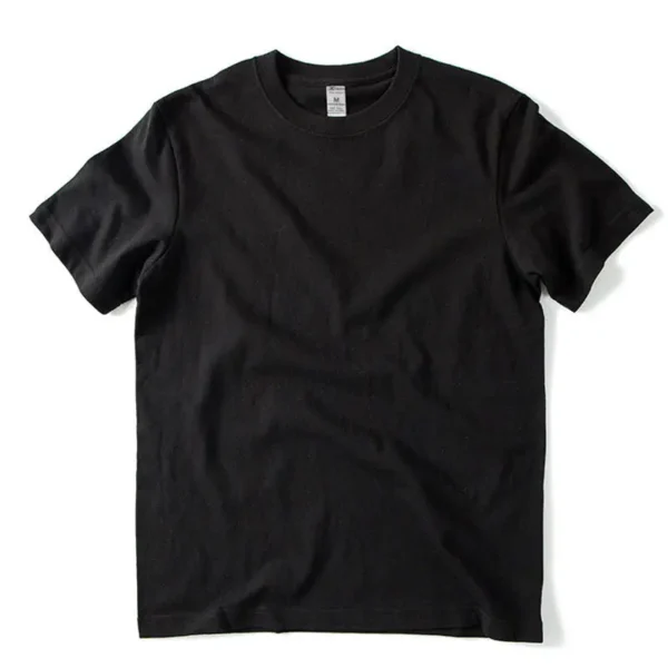 Men Women 100% Cotton T-shirt Solid Color Trend Leisure Short Sleeve Black White Gray High Quality Heavy Fabric Loose T Shirt - Image 4