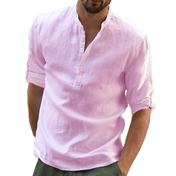 KB New Men's Casual Blouse Cotton Linen Shirt Loose Tops Long Sleeve Tee Shirt Spring Autumn Casual Handsome Men Shirts - Image 4