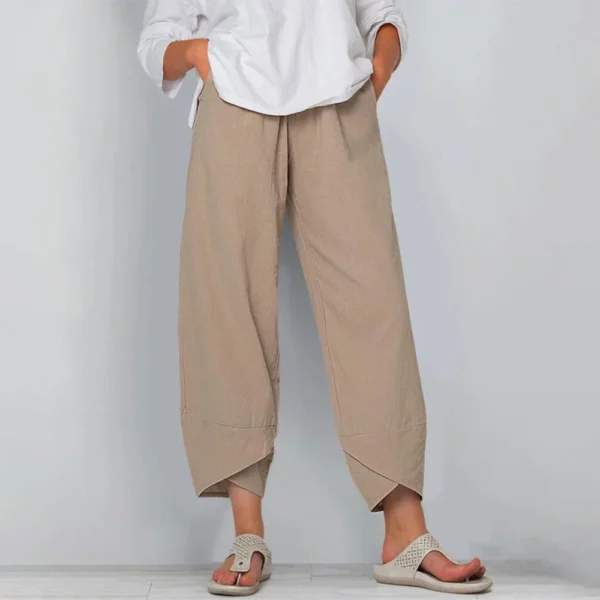 Women’s Cotton Linen Harem Pants with Patchwork | Kovlos