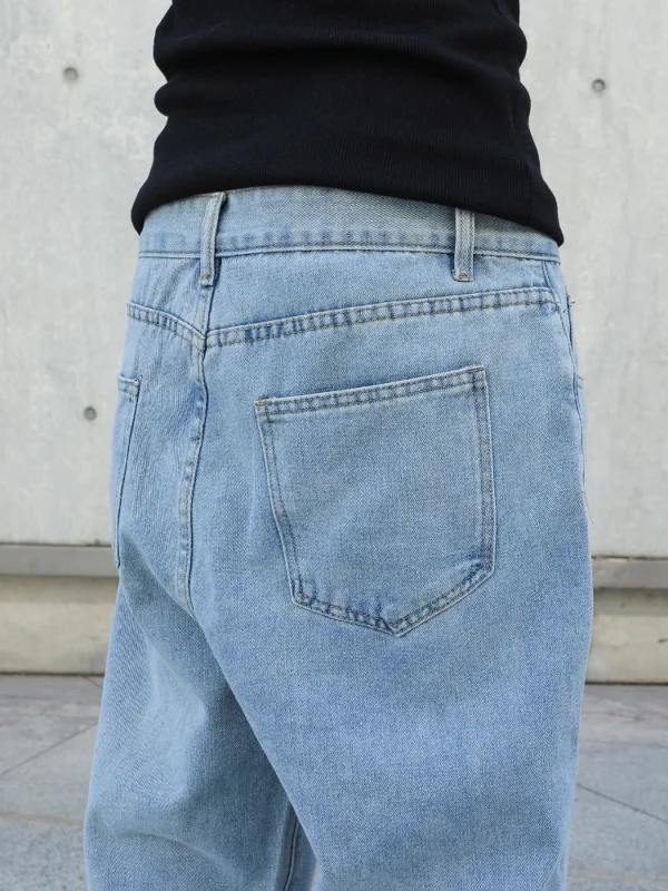 Spring Autumn Men Baggy Jeans Oversize Straight Loose Casual Denim Trousers Solid Color Streetwear Fashion Y2k Wide Leg Pants - Image 5