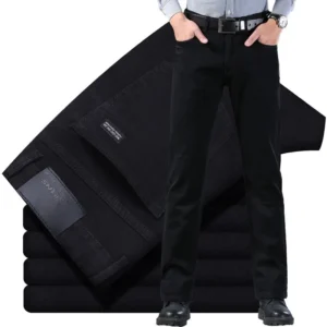 Spring Autumn Vintage Black Business Jeans Men Casual Straight Stretch Classic Work Denim Trousers Korean Comfortable Brand Pant