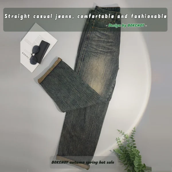 BOKCHOY 100% Cotton Vintage Washed Men’s Jeans - Image 2