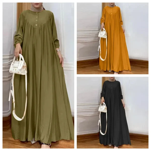 Muslim Style Cotton & Linen Gown – Plus Size Loose Fit